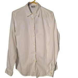 Carlie's Court Women's long sleeve button down white blouse Size 8 100% Cotton